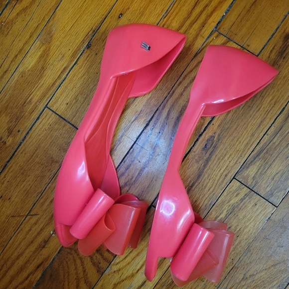 NWOT‎ Melissa Coral Summer Jelly Cut Out Sandals with Bow Detail Size 7 - Picture 8 of 8